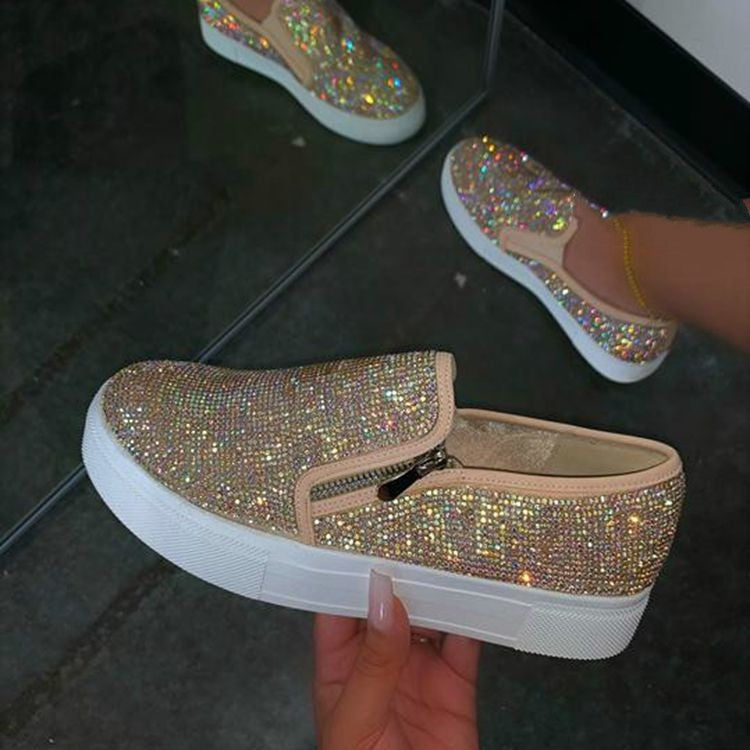 Large Size Rhinestone Flat Casual Single Shoes